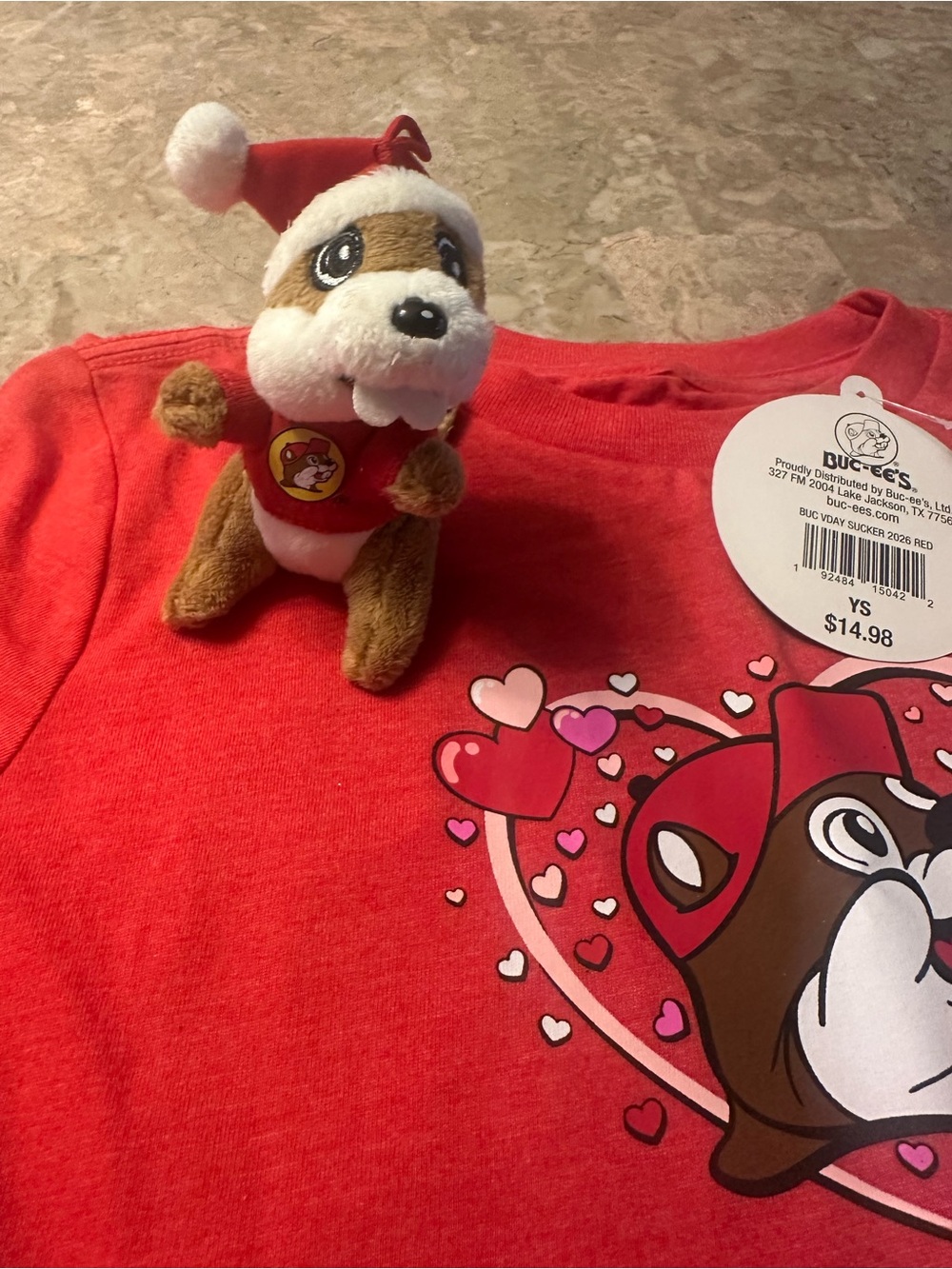 Buc-ee's Kids Red Plush & Tee Set - Holiday Beaver Graphic. Perfect for val. day